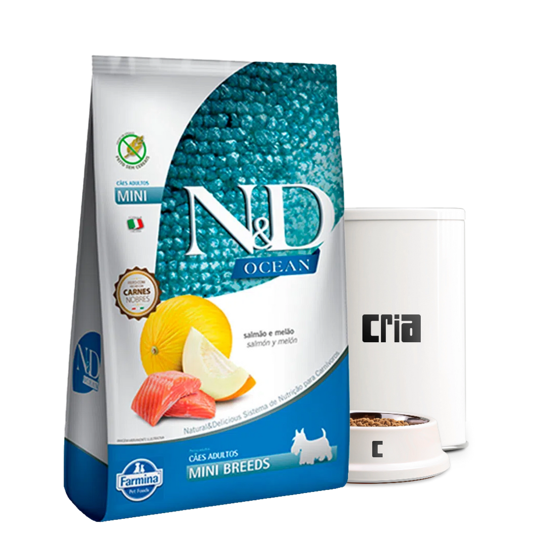 N&D Ocean Cães Adultos Porte Mini ou Pequeno Sabor Salmão e Melão- Ração a Granel (venda por 100g)