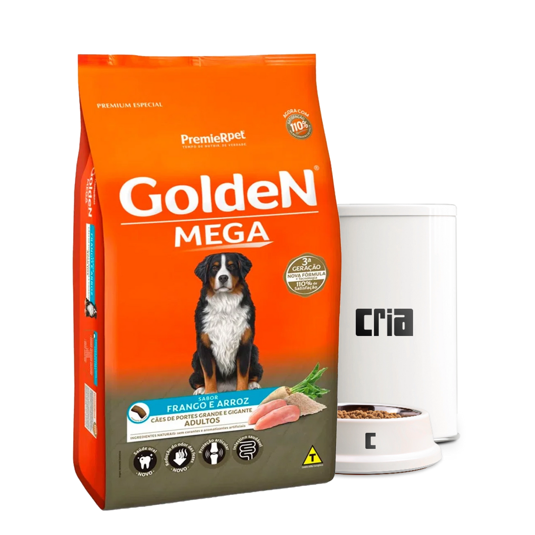 Golden Mega Cães Adultos Porte Grande Sabor Frango e Arroz- Ração a Granel (venda por 100g)