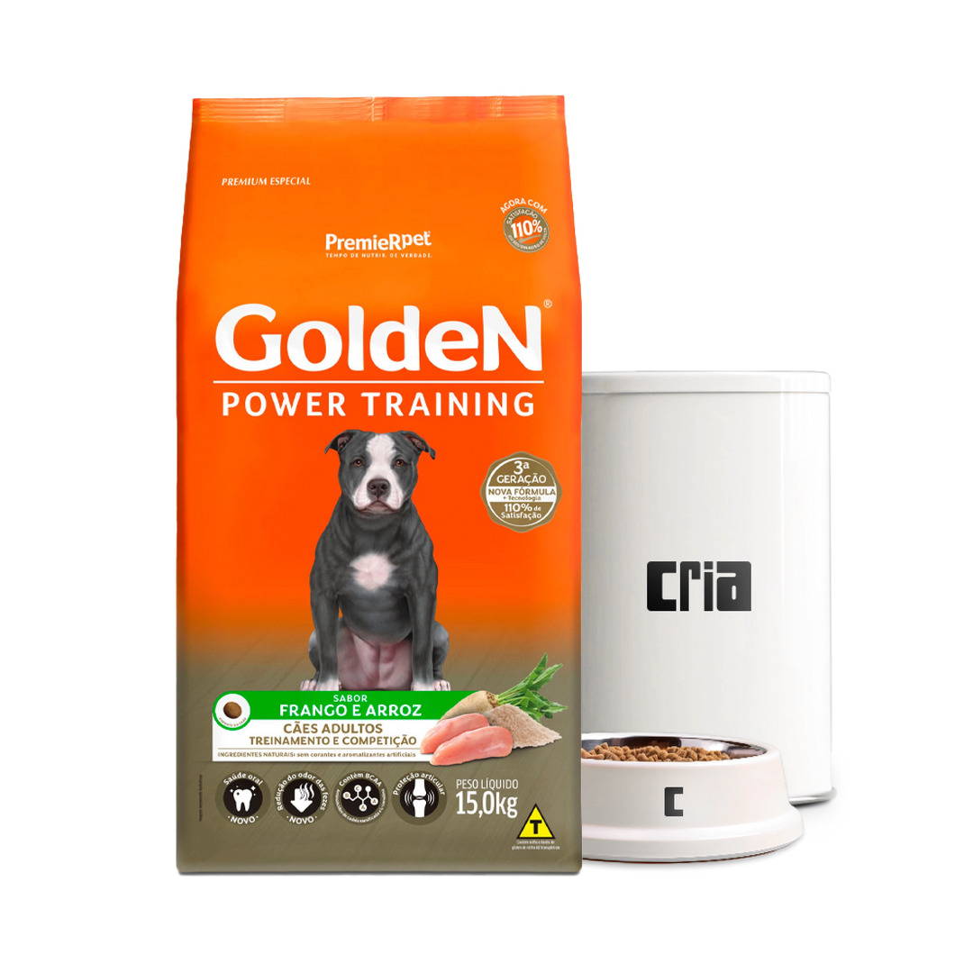 Golden Power Training Cães Adultos Porte Grande Sabor Frango e Arroz