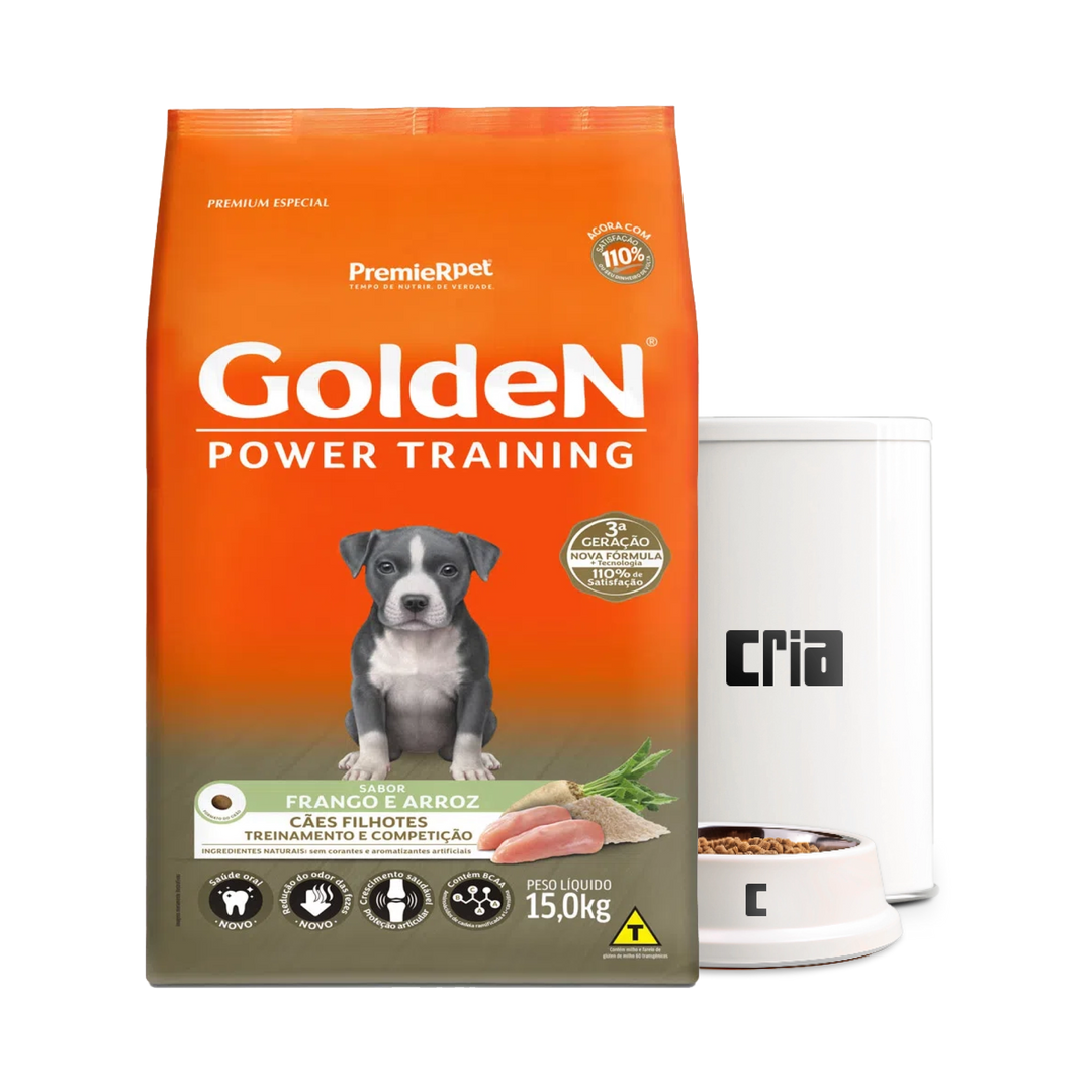 Golden Power Training Cães Filhotes Sabor Frango e Arroz