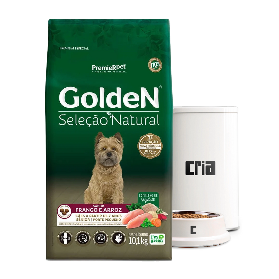 Golden Seleção Natural Cães Senior Porte Pequeno Sabor Frango e Arroz- Ração a Granel (venda por 100g)