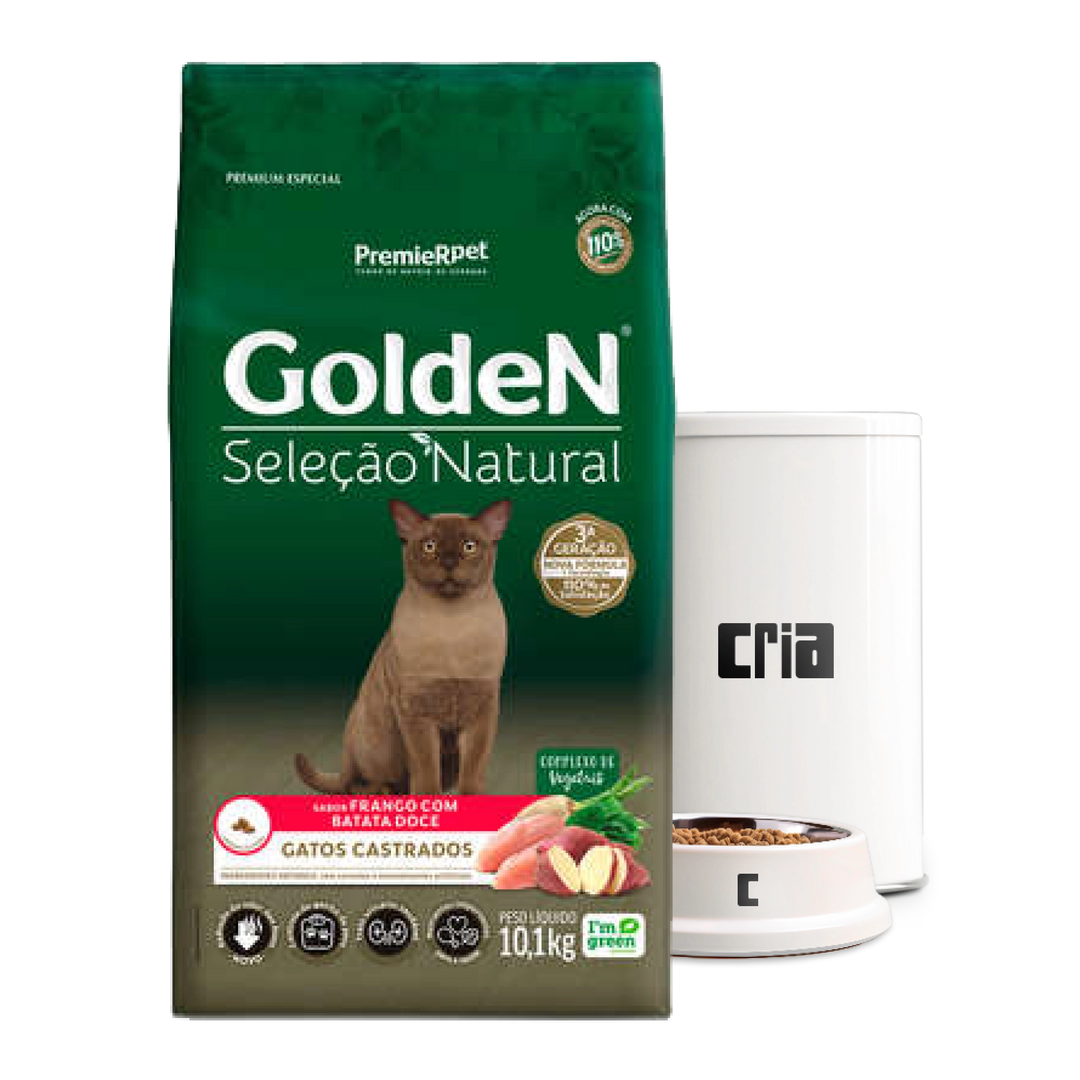 Golden Seleção Natural Gatos Castrados Sabor Frango com Batata Doce