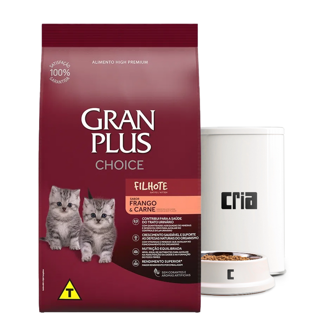 Gran Plus Choice Gatos Filhotes Sabor Frango e Carne- Ração a Granel (venda por 100g)