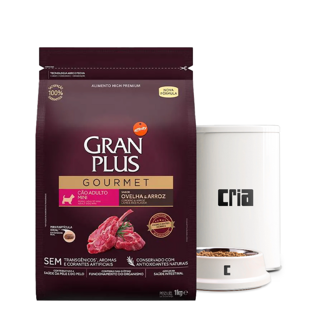 Gran Plus Gourmet Cães Adultos Porte Mini Sabor Ovelha e Arroz