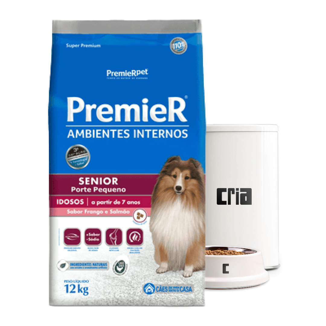 PremieR Cães Porte Pequeno Senior Acima de 7 anos Ambientes Internos Sabor Frango e Salmão