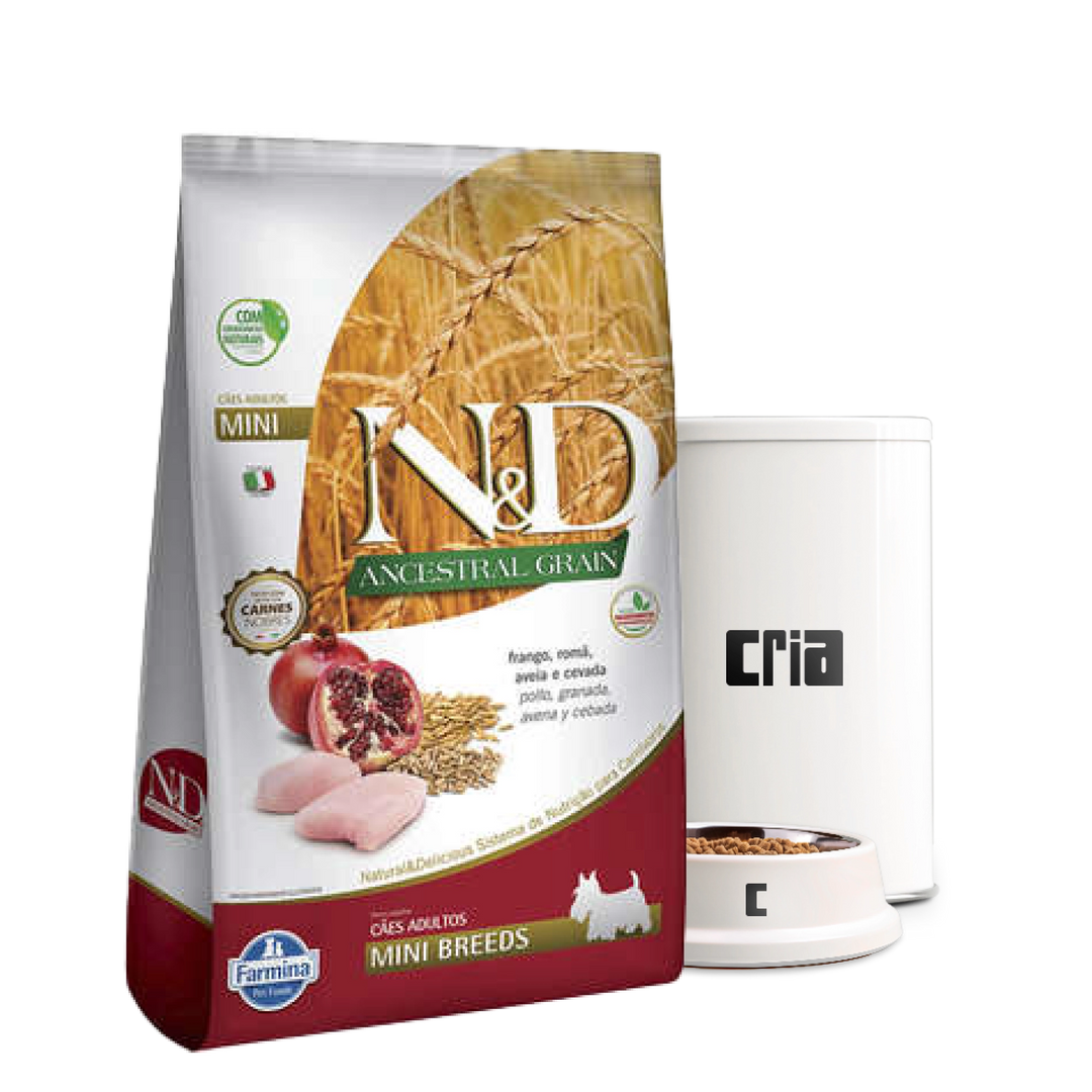 N&D Ancestral Grain Cães Adultos Porte Mini ou Pequeno Sabor Frango e Romã