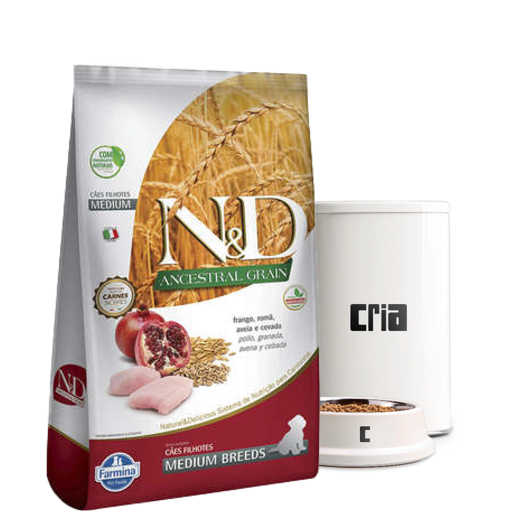 N&D Ancestral Grain Cães Filhotes Porte Médio Sabor Frango e Romã- Ração a Granel (venda por 100g)