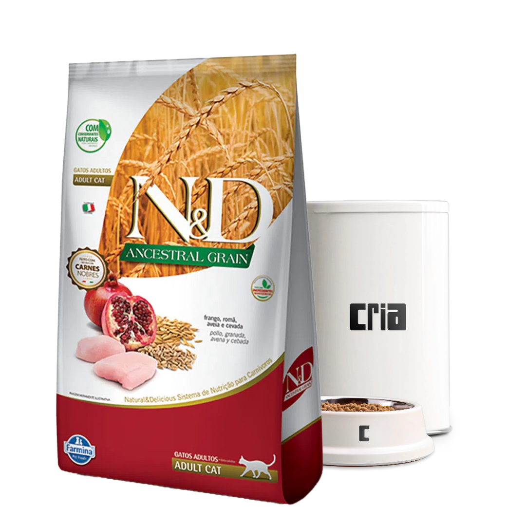 N&D Ancestral Grain Gatos Adultos Sabor Frango e Romã- Ração a Granel (venda por 100g)