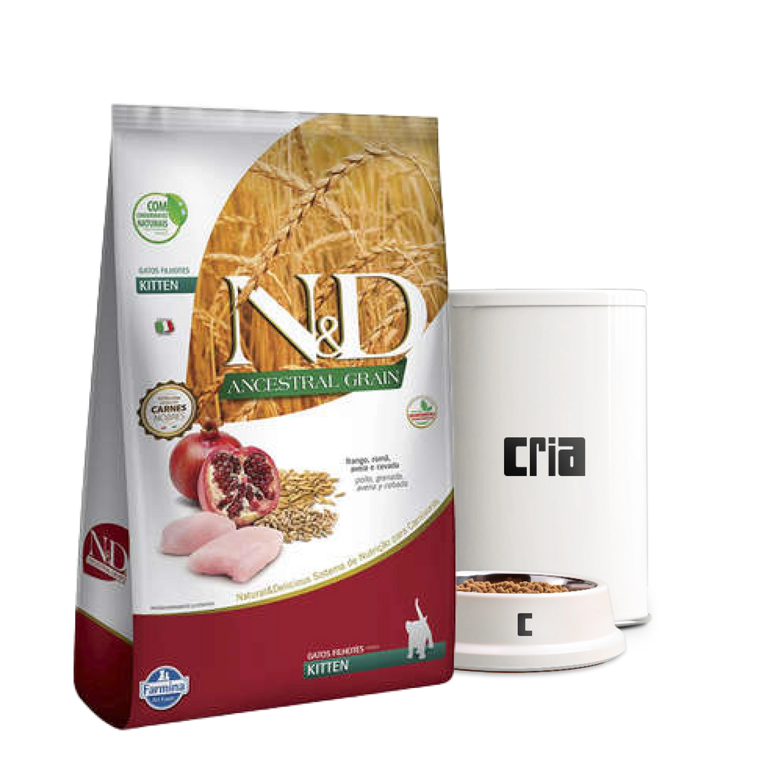 N&D Ancestral Grain Gatos Filhotes Sabor Frango e Romã