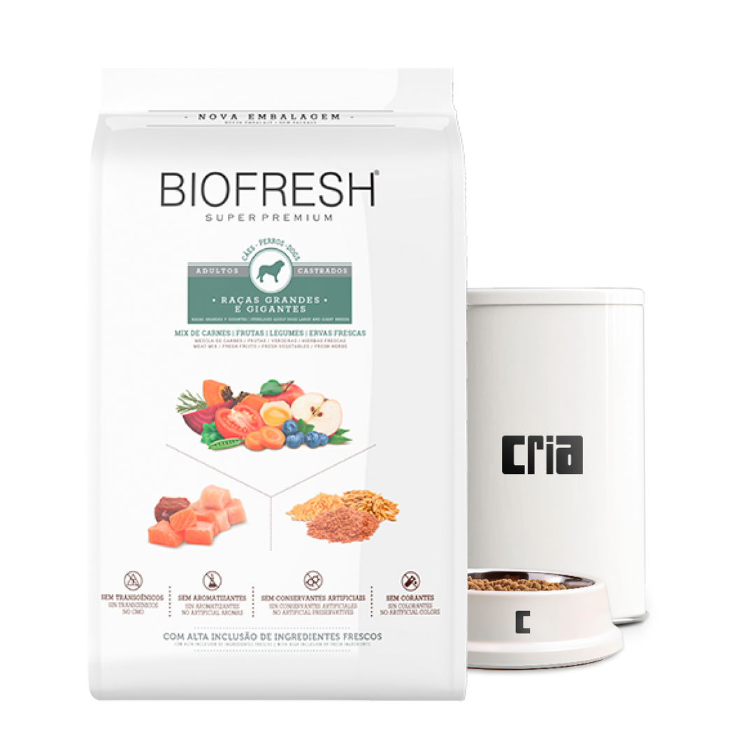 Biofresh Cães Adultos Castrados Porte Grande ou Gigante Sabor Mix de Carnes