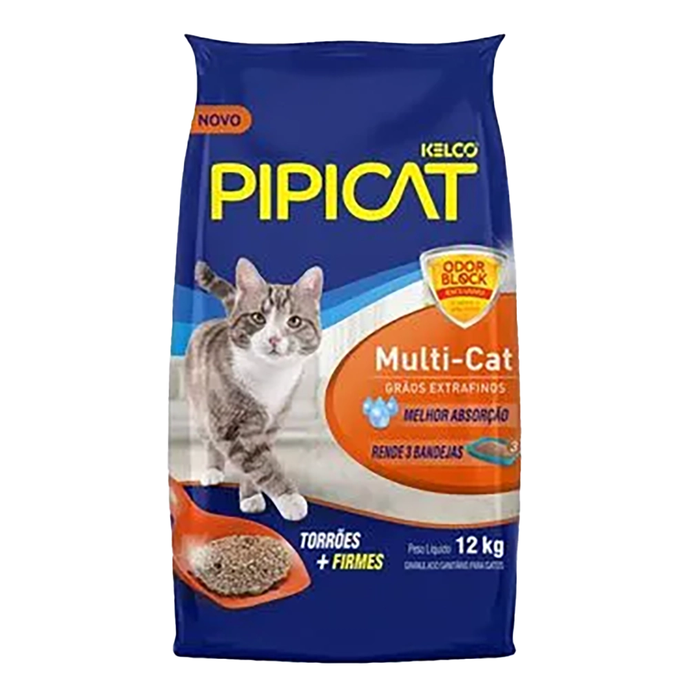 Areia Pipicat Multi-Cat Odor Block para gatos 12 kg