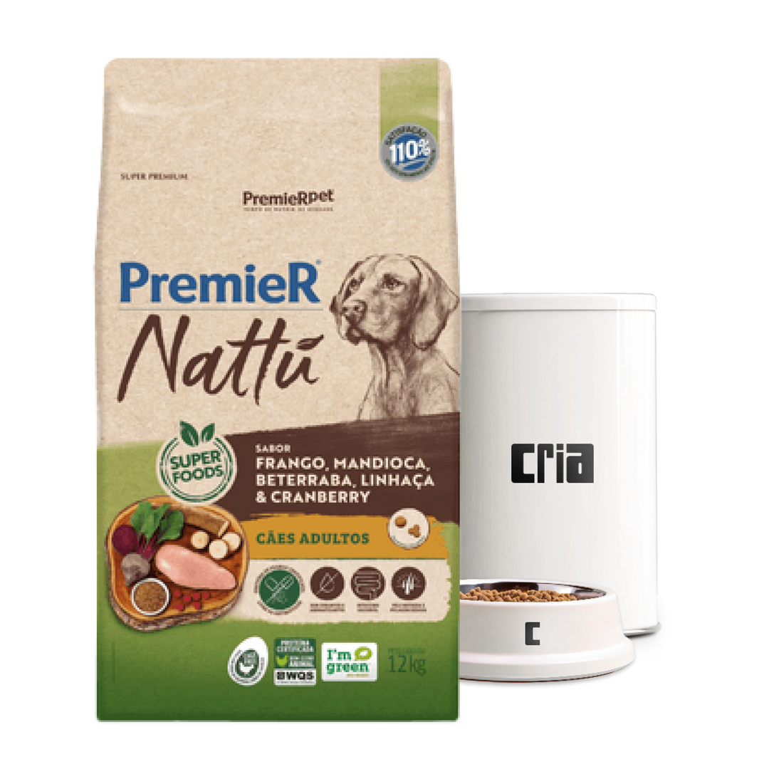 PremieR Nattu Cães Adultos Porte Médio, Grande ou Gigante Sabor Frango, Mandioca e Beterraba- Ração a Granel (venda por 100g)