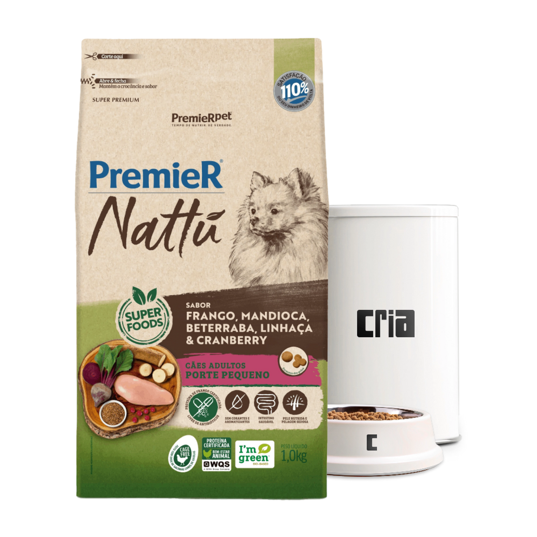 PremieR Nattu Cães Adultos Porte Pequeno Sabor Frango, Mandioca e Beterraba