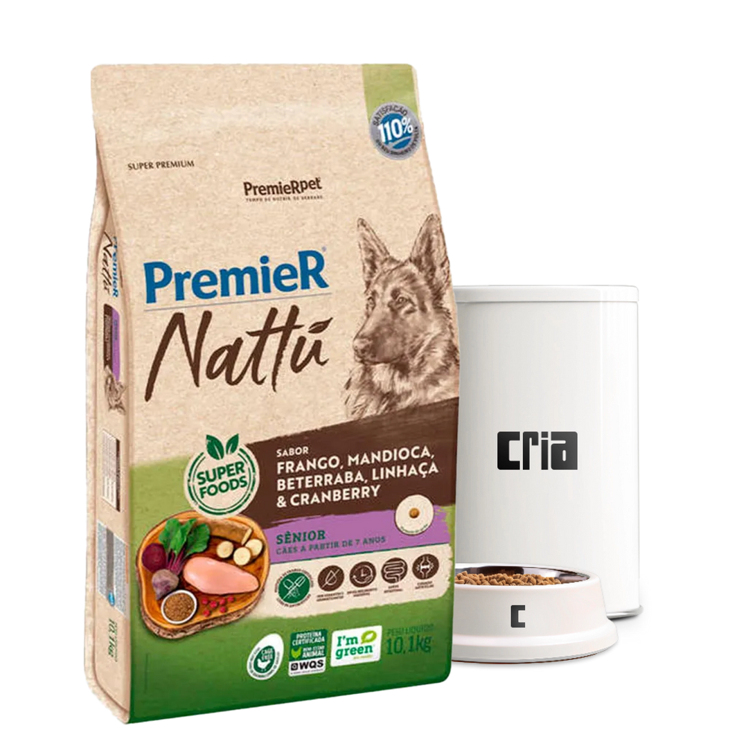 PremieR Nattu Cães Sênior Porte Pequeno Sabor Frango, Mandioca e Beterraba