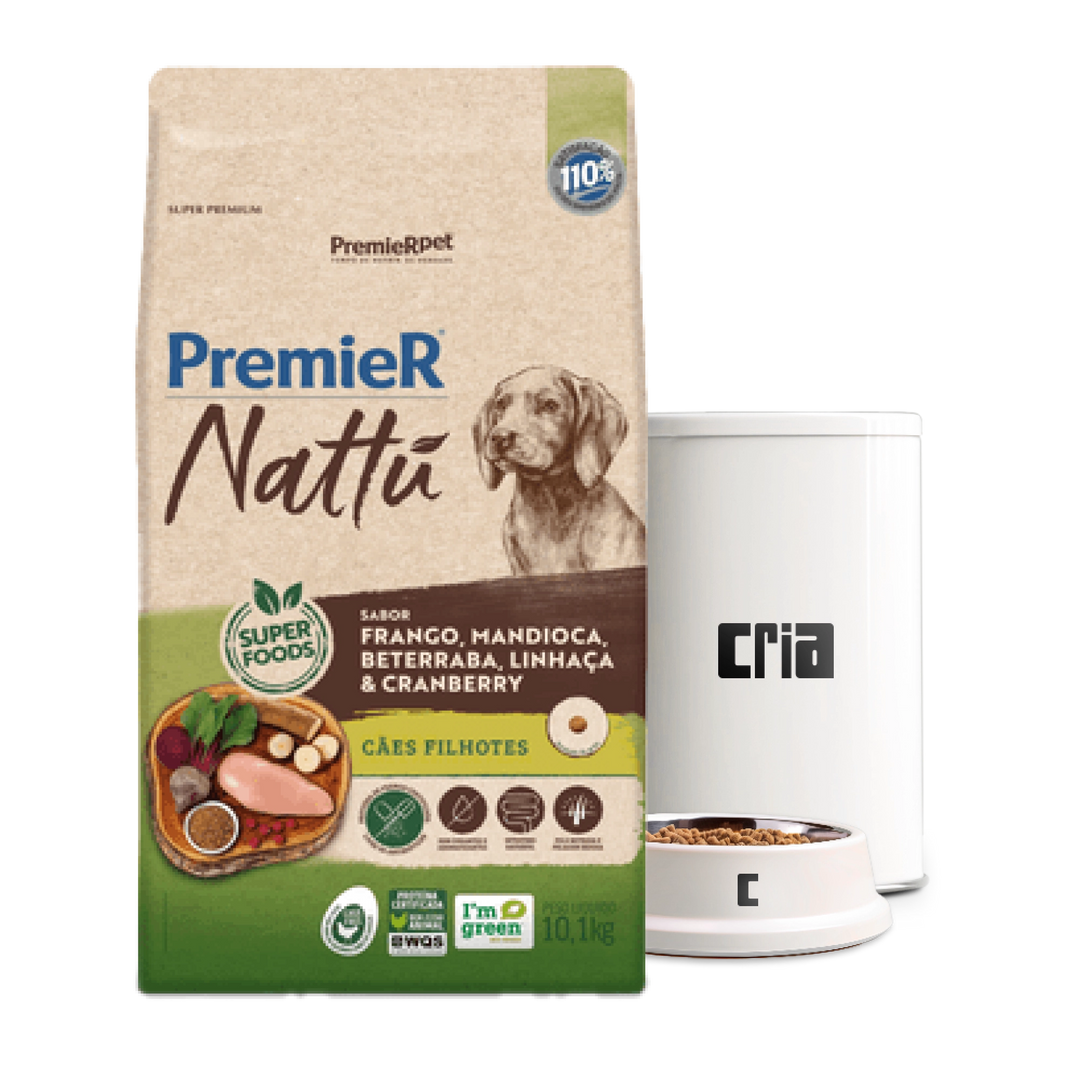 PremieR Nattu Cães Filhotes Porte Médio, Grande ou Gigante Sabor Frango, Mandioca e Beterraba