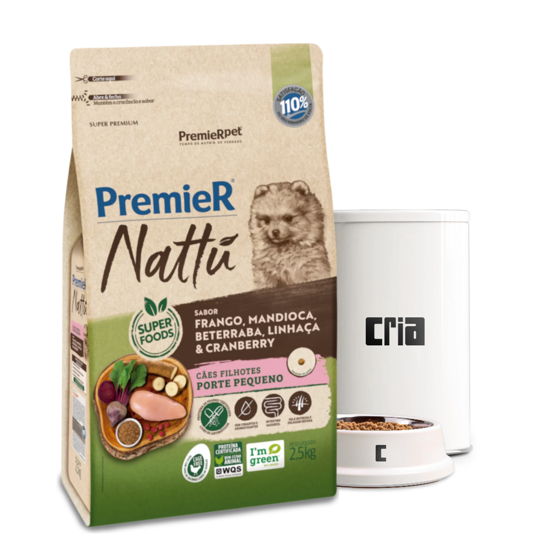 PremieR Nattu Cães Filhotes Porte Pequeno Sabor Frango, Mandioca e Beterraba