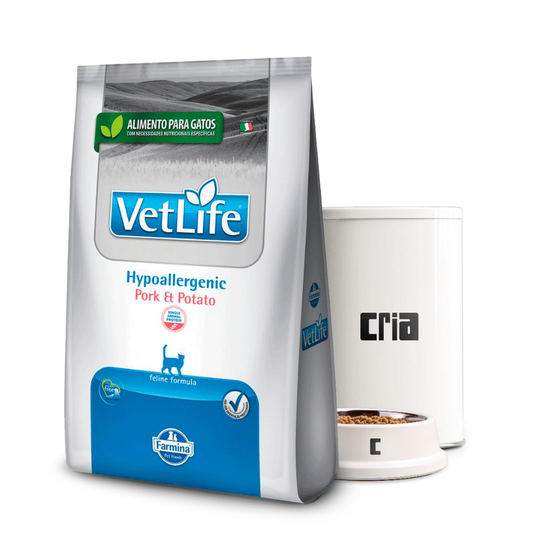 Vet Life Hypoallergenic Gatos Sabor Porco e Batata