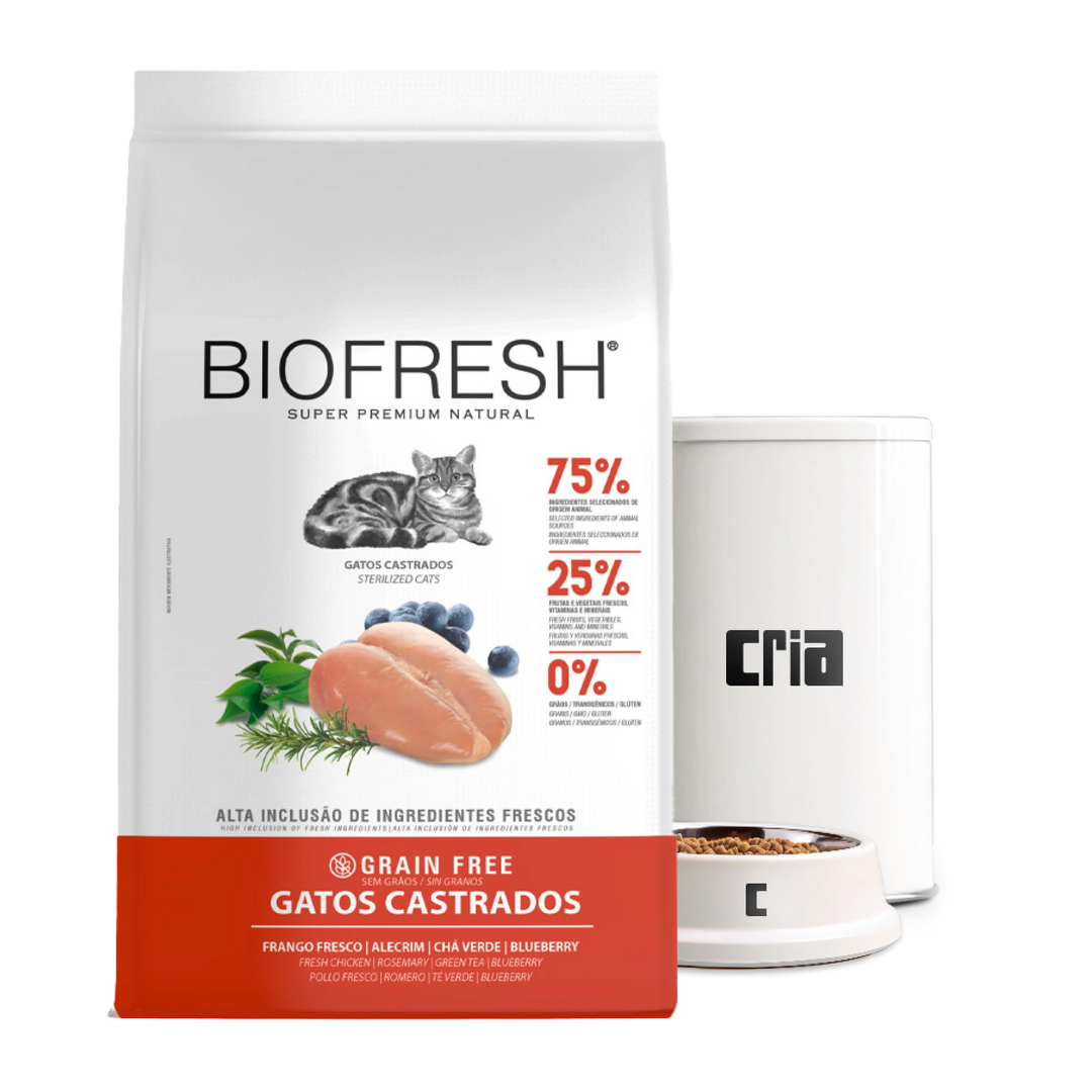 Biofresh Gatos Adultos Castrados Grain Free Sabor Frango, Alecrim e Chá Verde