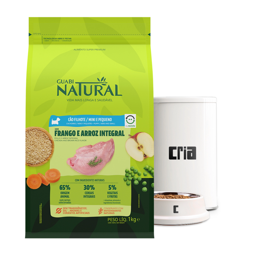 Guabi Natural Cães Filhotes Porte Pequeno ou Mini Sabor Frango e Arroz Integral