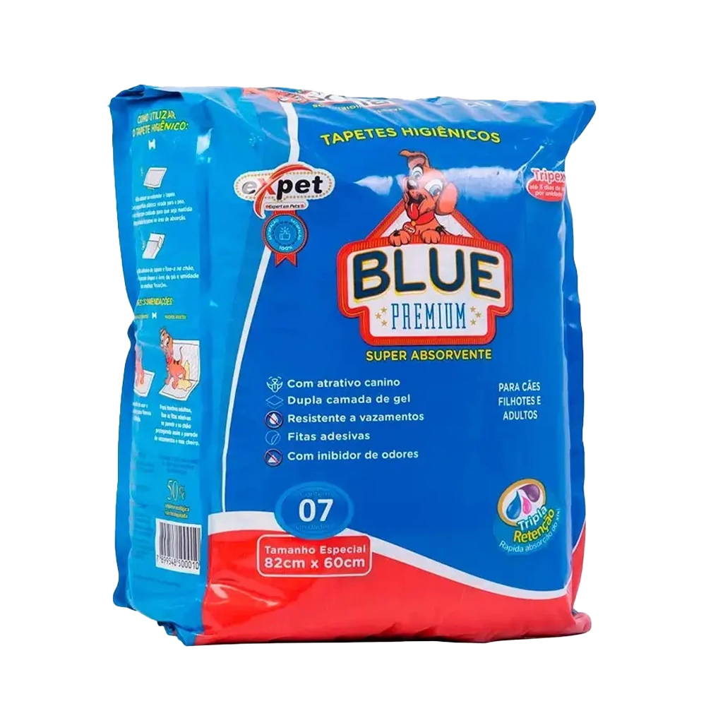 Tapete Higiênico Blue Premium com 7 unidades 82x60cm para cães