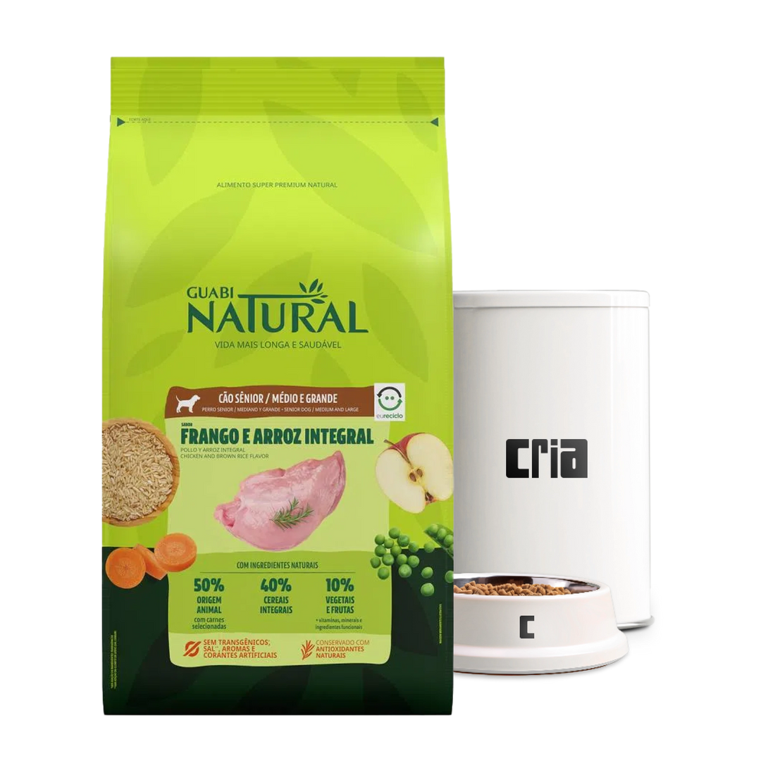 Guabi Natural Cães Sênior Porte Médio e Grande Sabor Frango e Arroz Integral