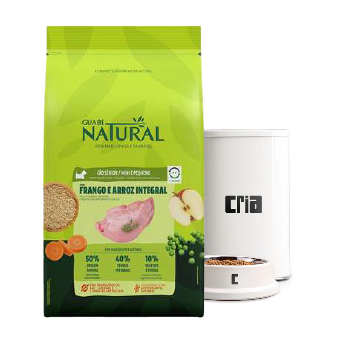 Guabi Natural Cães Sênior Porte Pequeno ou Mini Sabor Frango e Arroz Integral