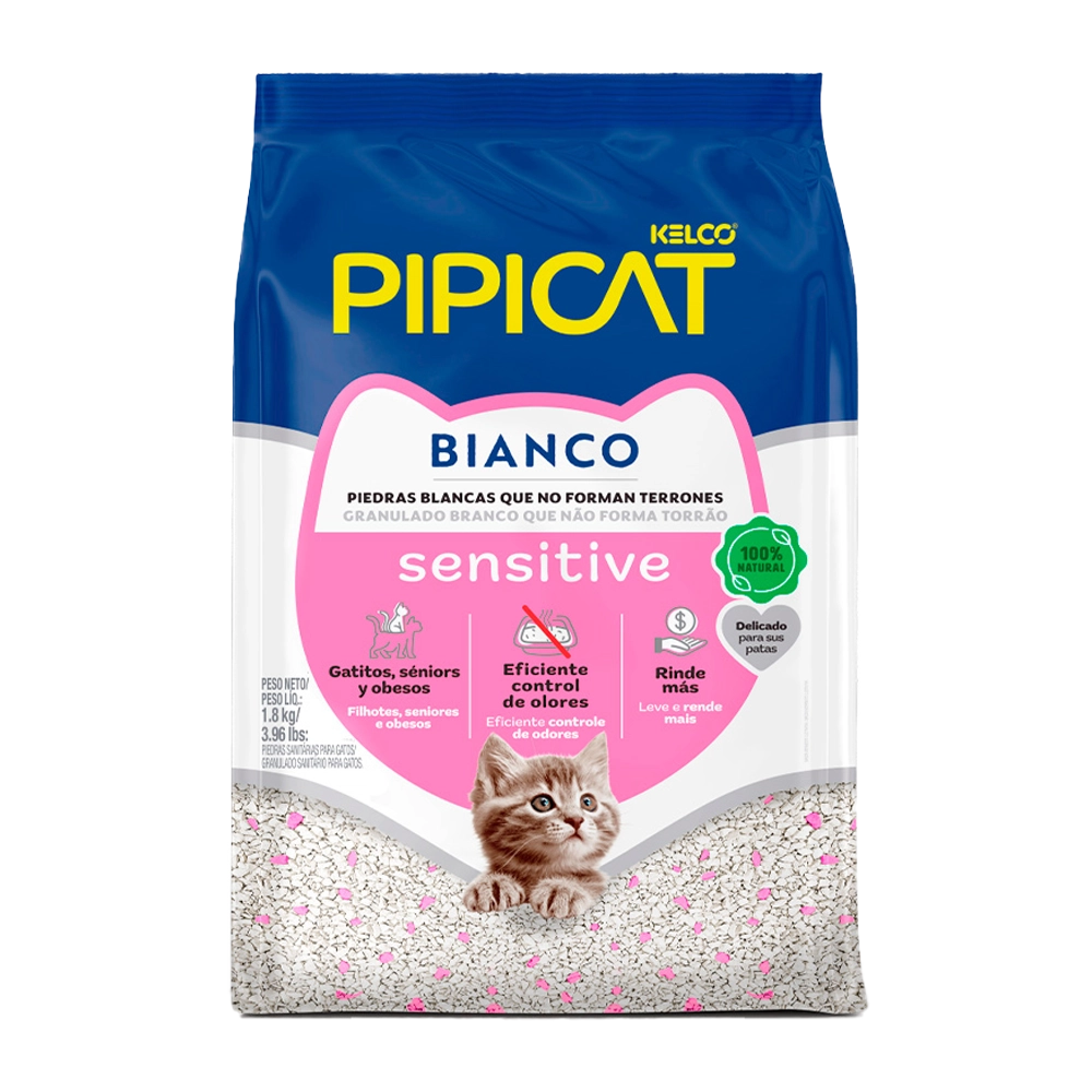 Areia Pipicat Bianco Sensitive para gatos 1,8kg