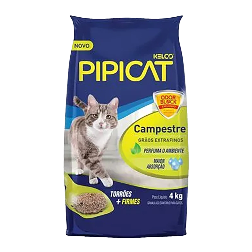 Areia Pipicat Campestre Odor Block para gatos 4 kg