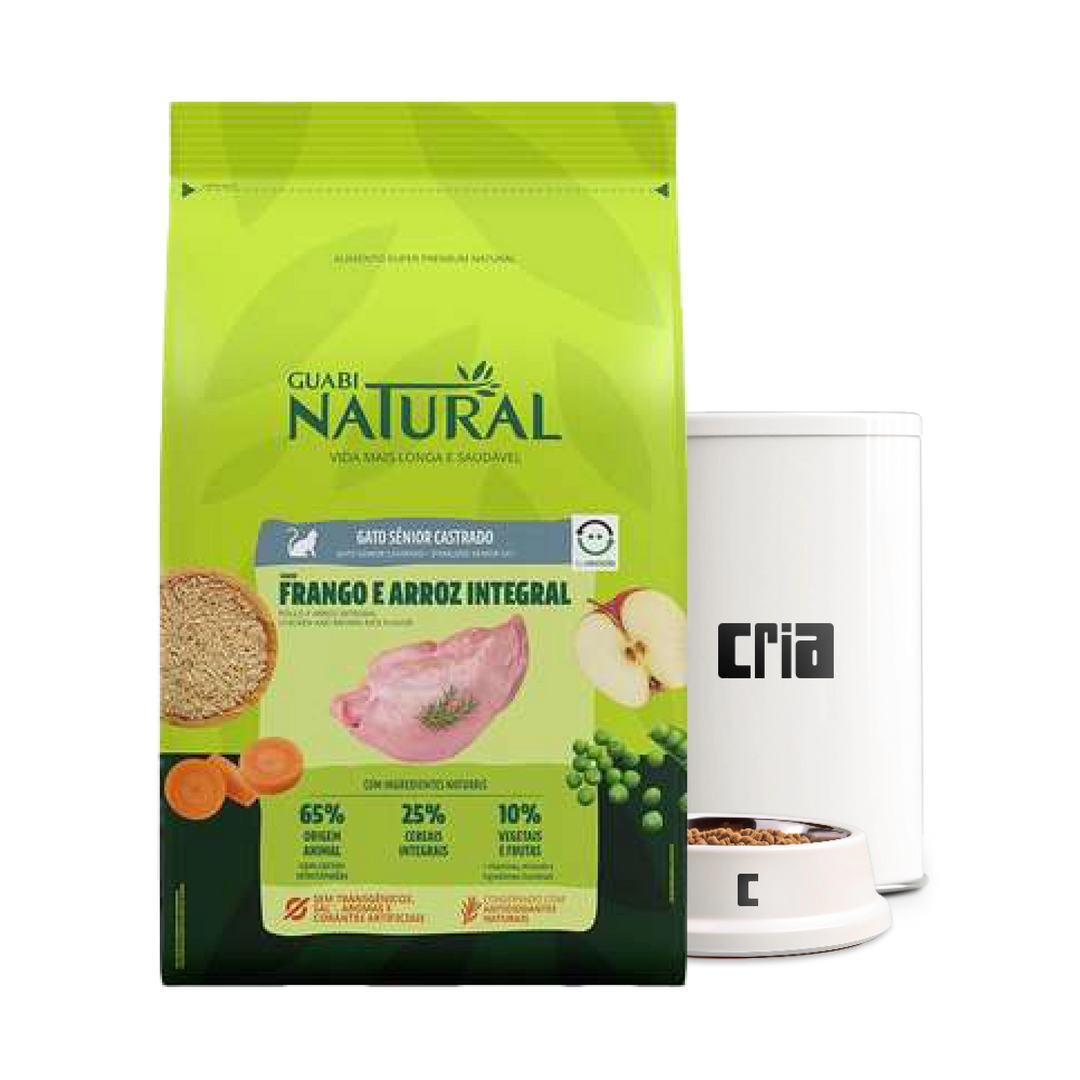 Guabi Natural Gatos Senior Castrados Sabor Frango e Arroz Integral