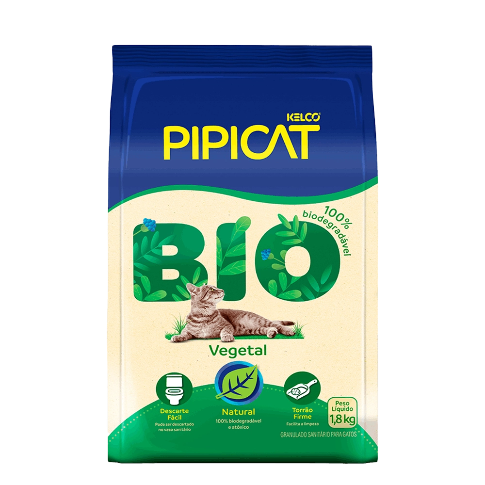 Granulado Sanitário para Gatos Pipicat Bio Vegetal para gatos 1,8kg