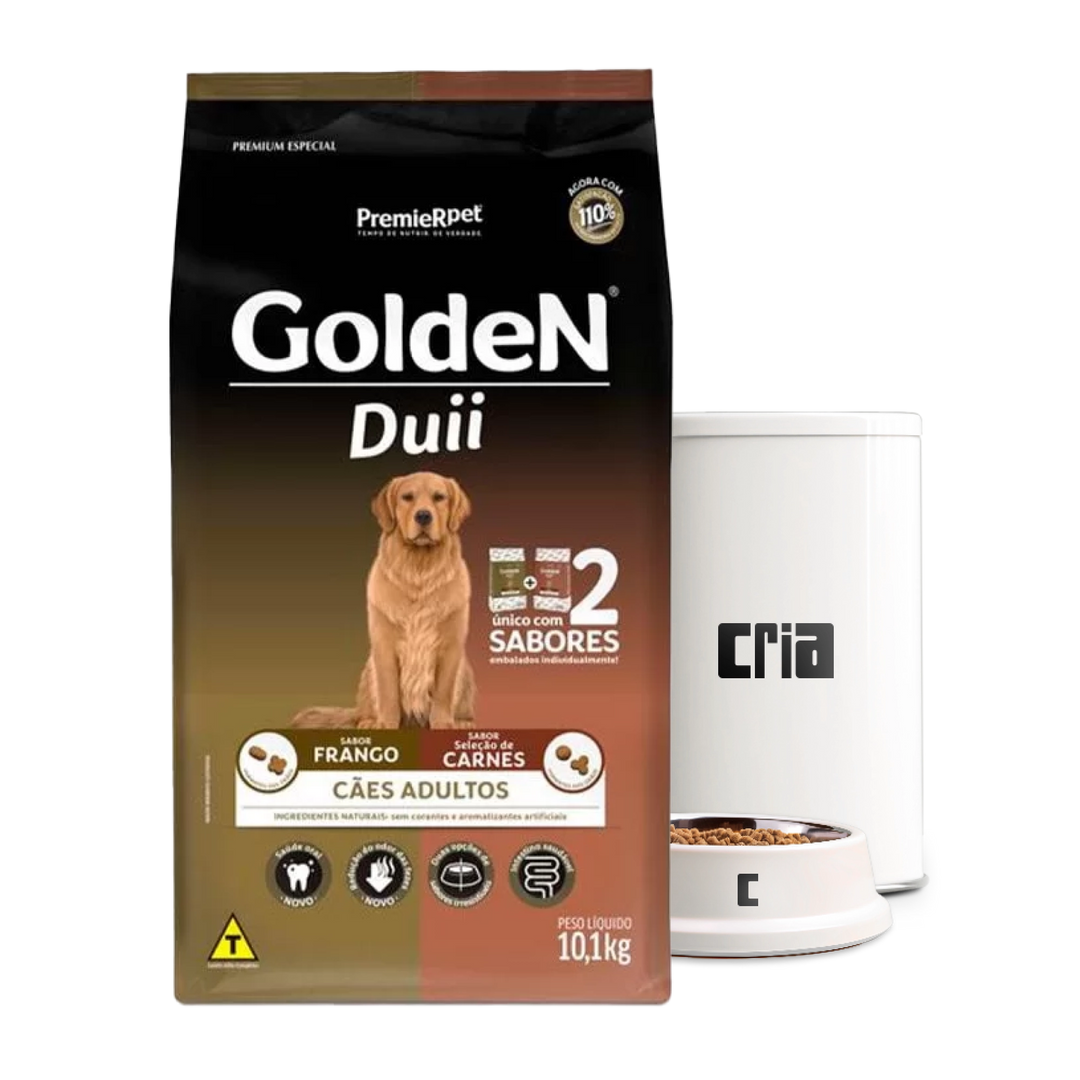 Golden Cães Adultos Porte Médio ou Grande Duii Sabores Frango e Carne