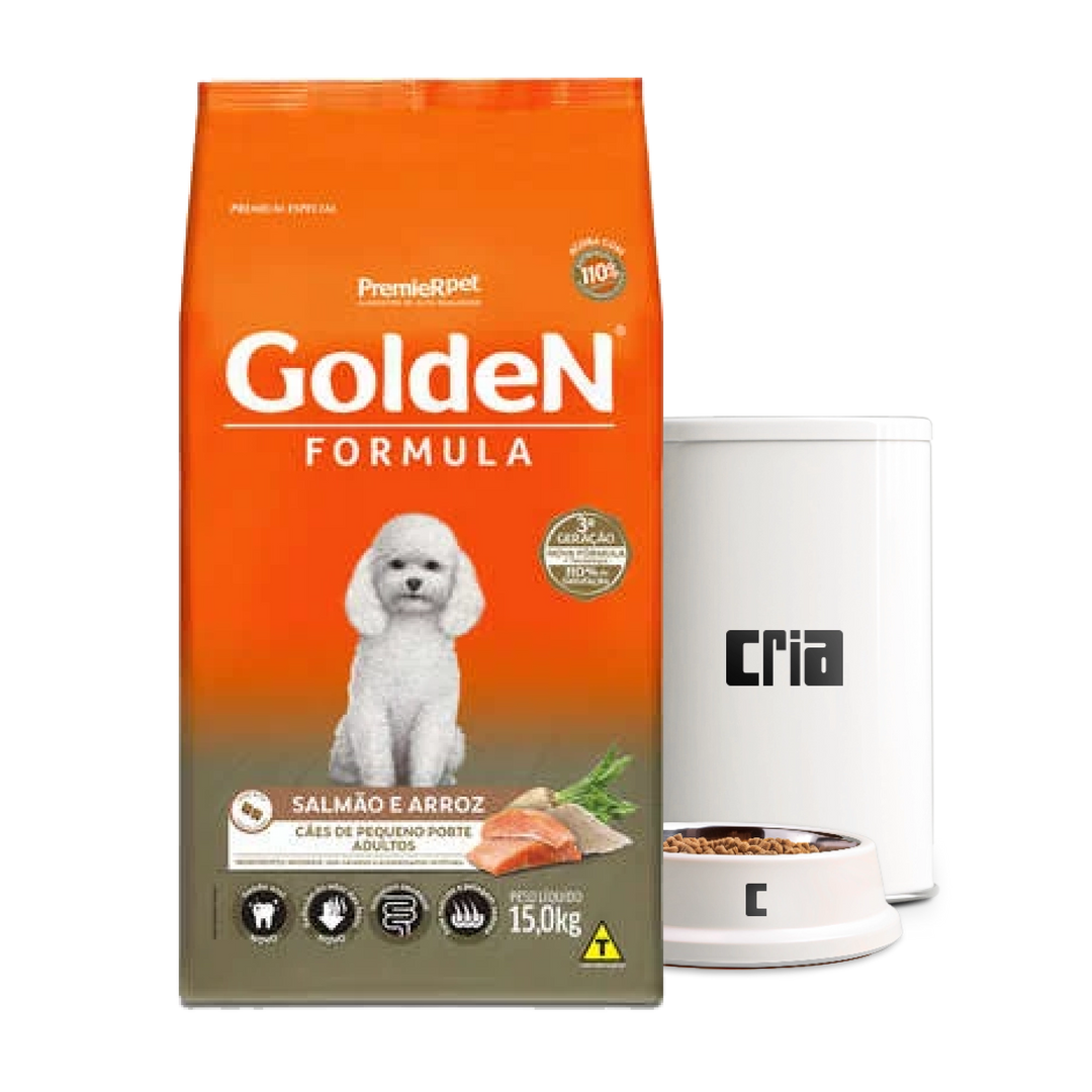 Golden Fórmula Mini Bits Cães Adultos Raças Pequenas Sabor Salmão e Arroz